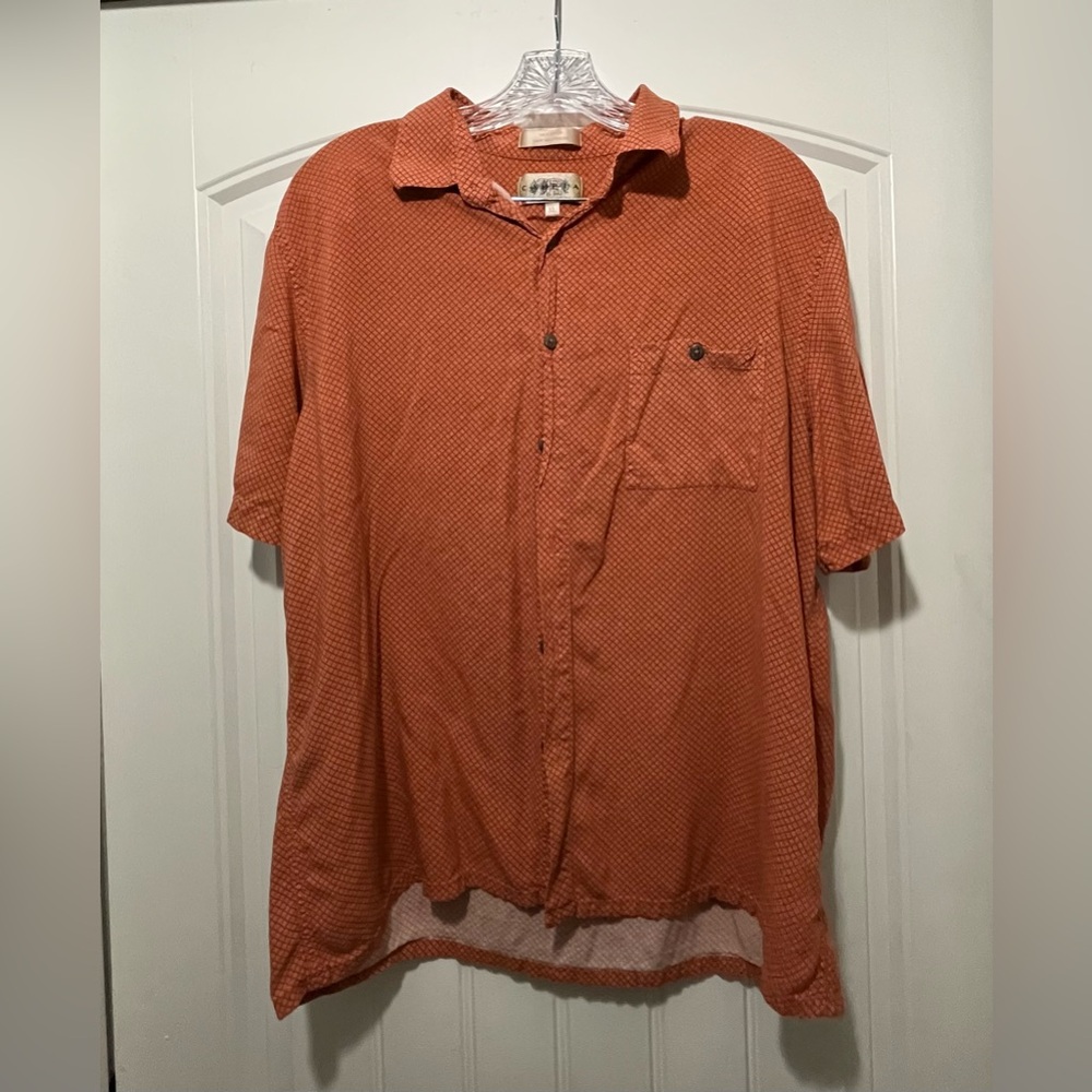 Vintage Campia Moda Men’s Orange Button-Up Shirt Size XL 100% Rayon
